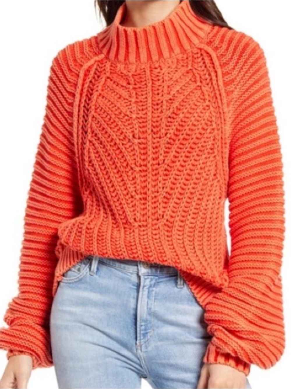 Free People Sweetheart Mock Neck Sweater- Color ‘Love Glare’